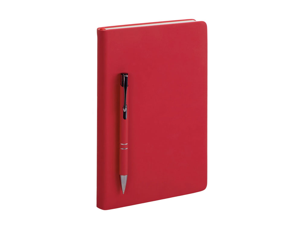 Подарочный набор с блокнотом С3, металлической ручкой и термокружкой, красный-2