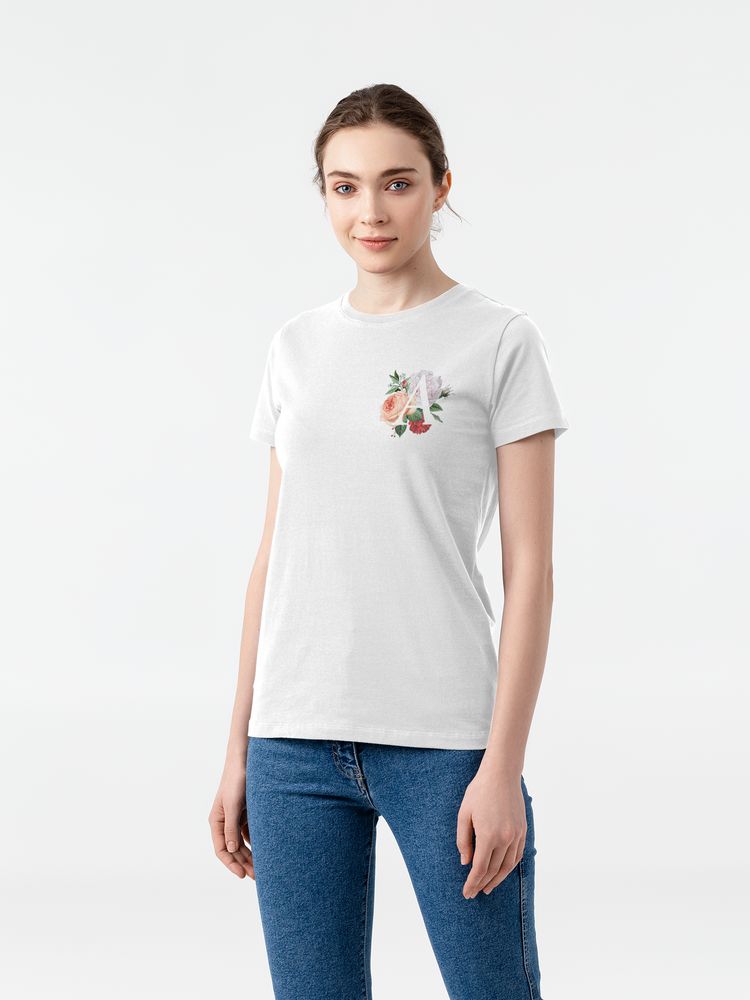 Футболка женская «Цветочная азбука: А», белая-0