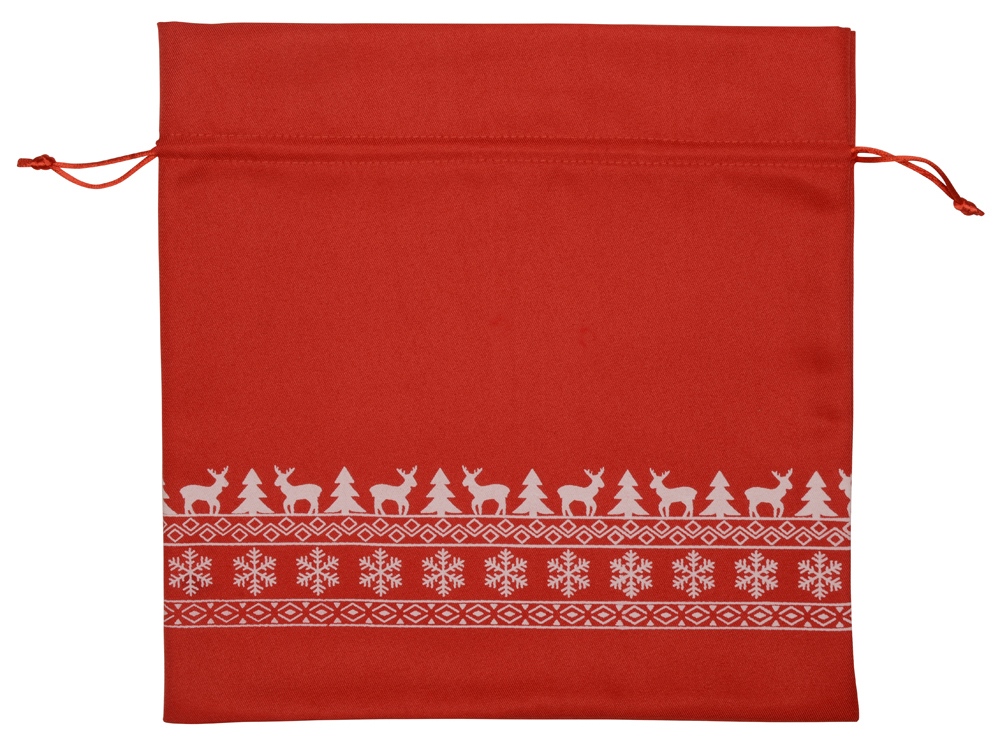 Мешочек подарочный новогодний, хлопок, большой, красный-1