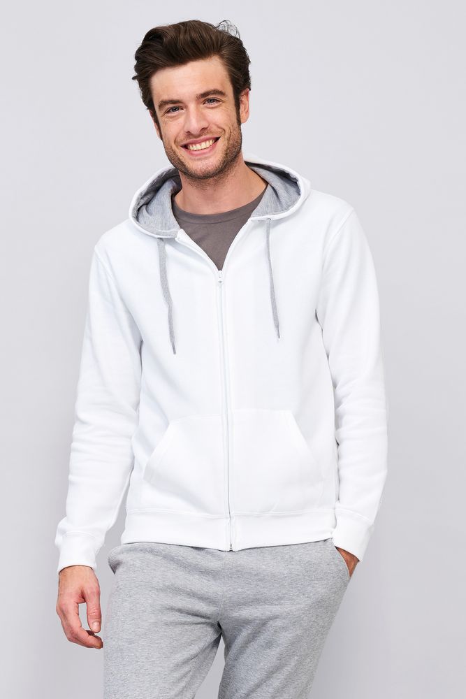 Толстовка мужская на молнии Soul Men 290 с контрастным капюшоном, белая-2