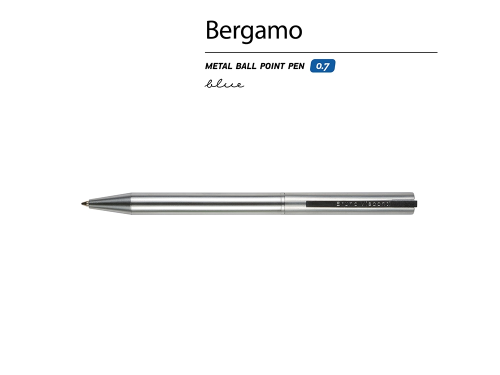 Ручка металлическая шариковая Bergamo, серебристый-1