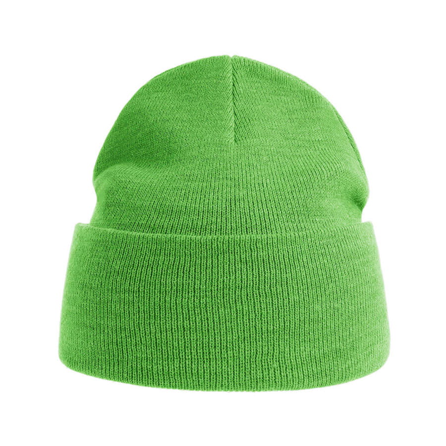 Шапка вязаная PURE  с отворотом из пряжи Polylana, ярко-зелёный-1