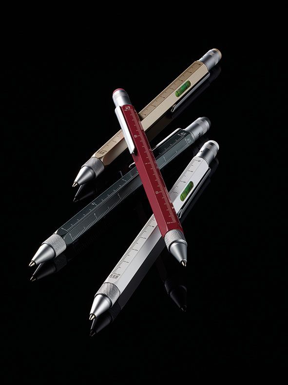 Ручка шариковая Construction, мультиинструмент, серебристая-3