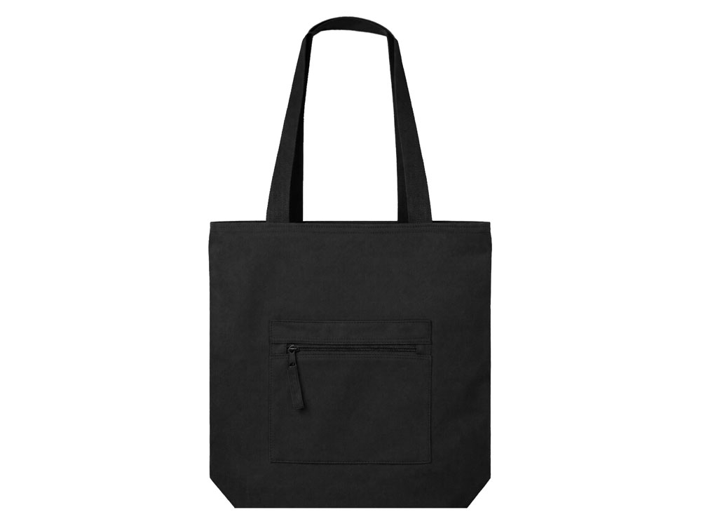 Сумка на молнии Zipper  Neo из хлопка 280 г c карманом на молнии спереди, черный-1