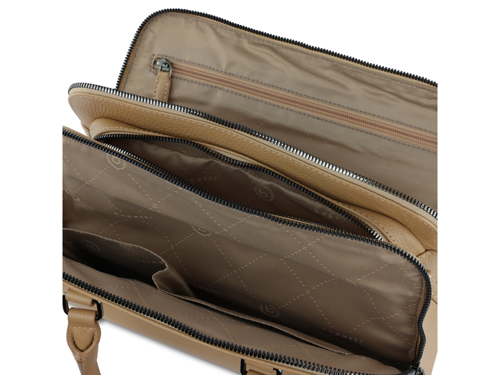 Сумка женская BUGATTI Elsa, песочного цвета, воловья кожа/полиэстер, 32х13х22 см-5