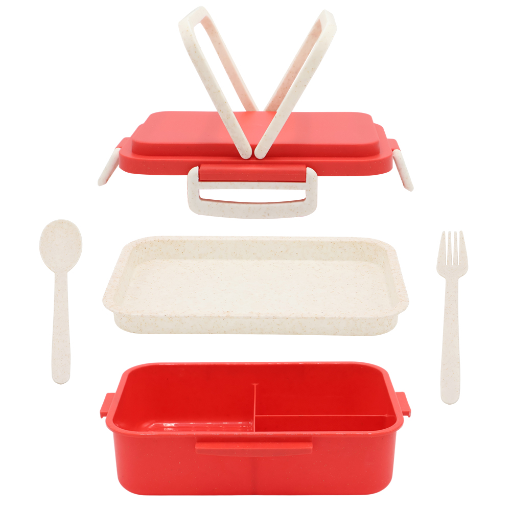 Ланчбокс (контейнер для еды) Inar из пшеничного волокна, Красный.-3