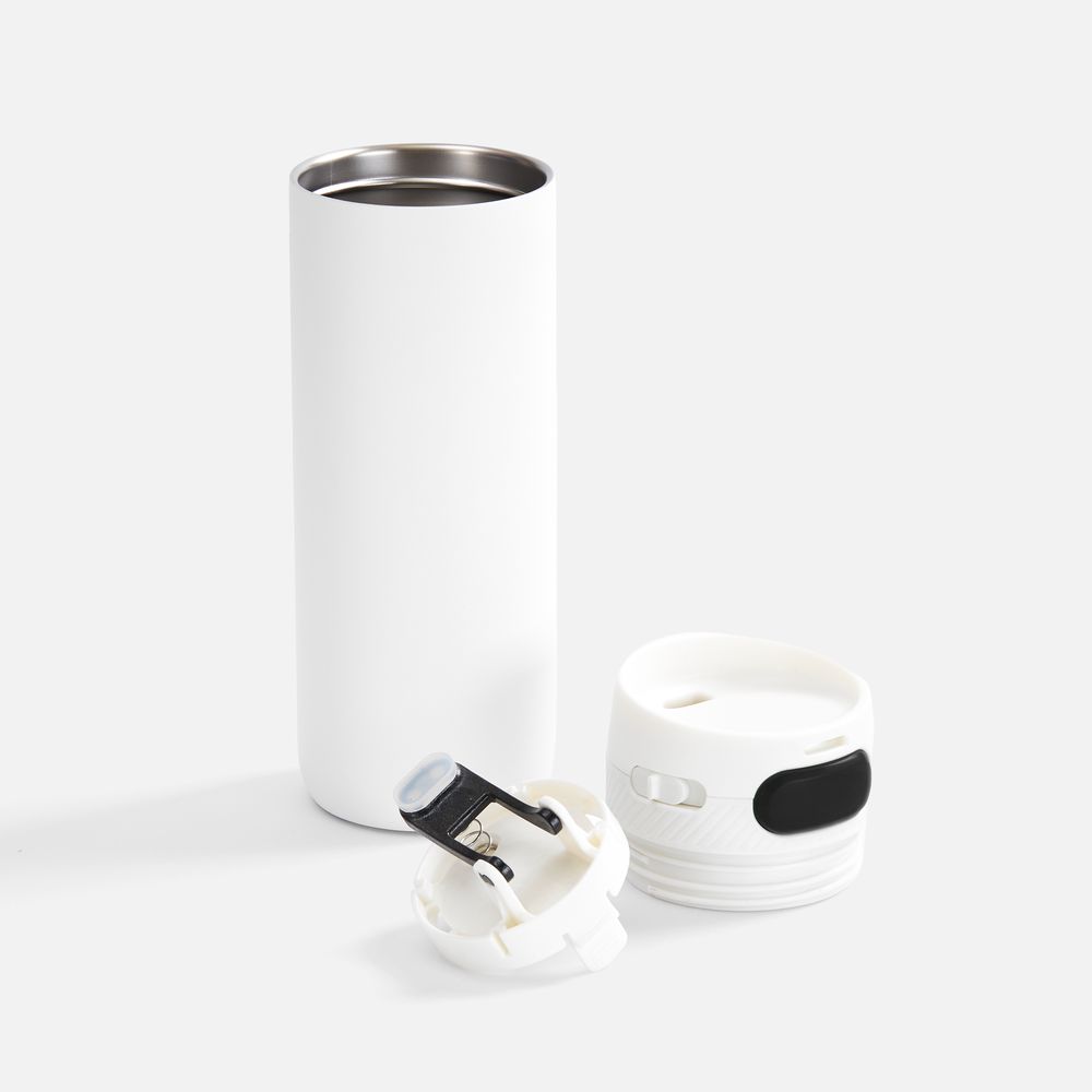 Термостакан X1 с цветной кнопкой, белый с черным-1