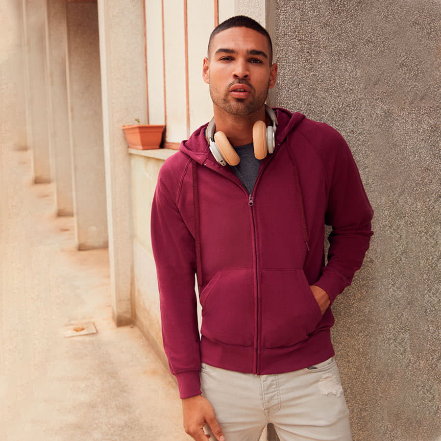 Толстовка без начеса LIGHTWEIGHT HOODED SWEAT JACKET 240, черный-1