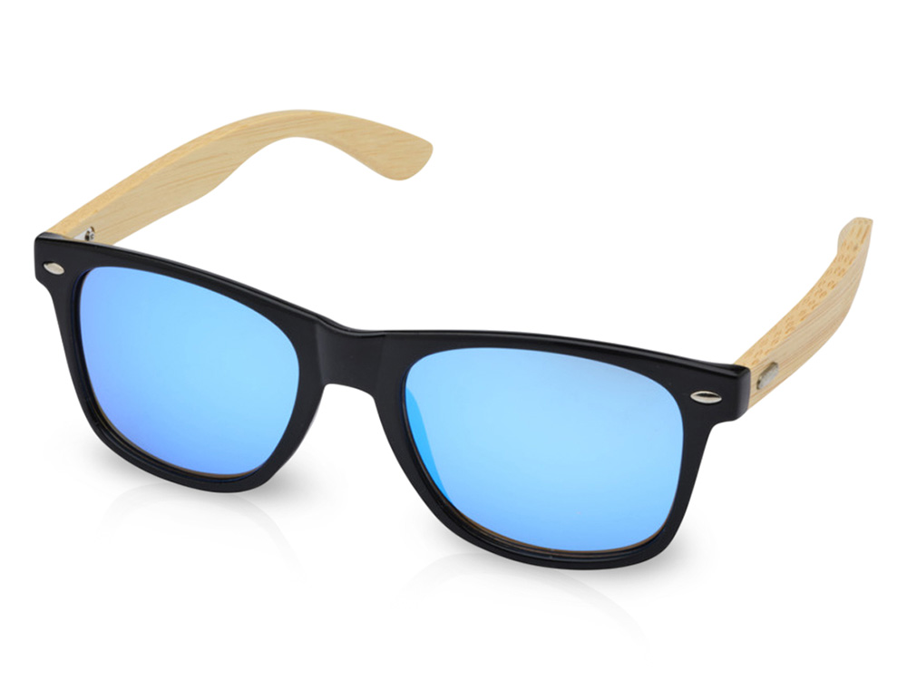 Солнцезащитные очки Hue с бамбуковыми дужками - Cиний / Натуральный-0