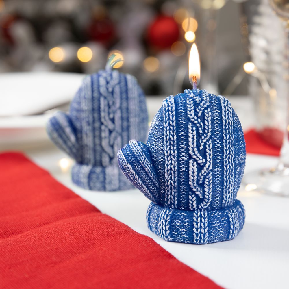 Свеча Kniteam, варежка, синяя-2