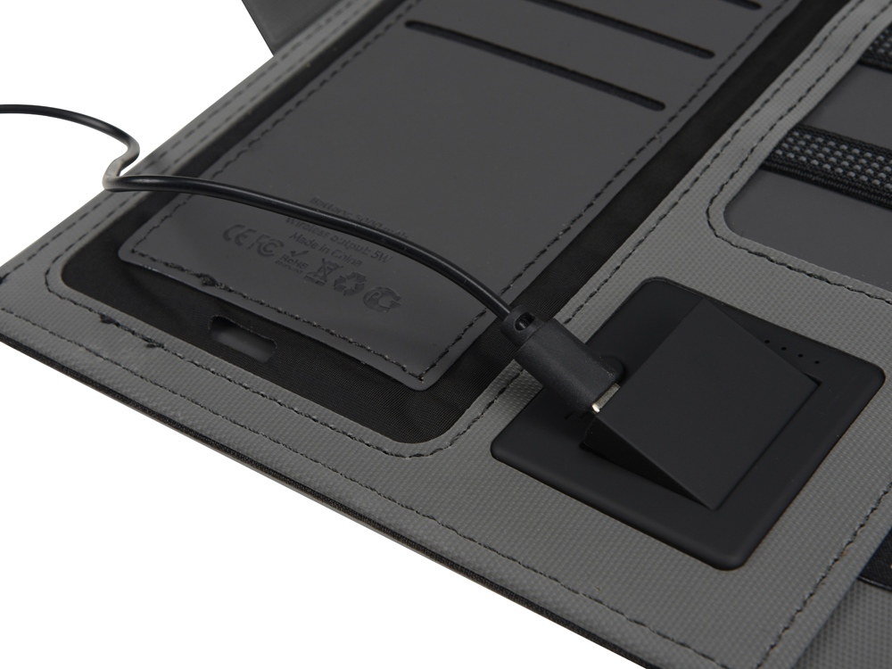 Органайзер с беспроводной зарядкой 5000 mAh Powernote, темно-серый-5