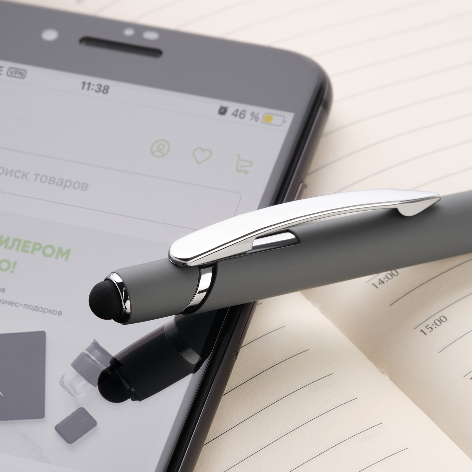 Шариковая ручка Комет Нео (Comet NEO), серая-4