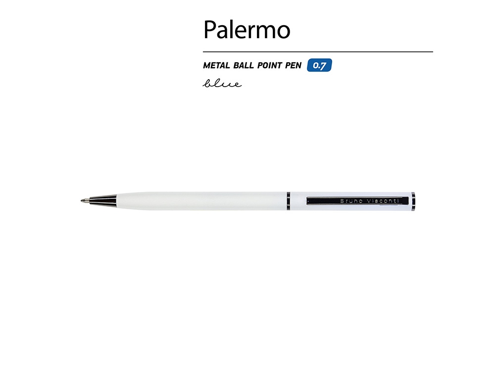 Ручка шариковая автоматическая BrunoVisconti® PALERMO цвет корпуса белый, soft-touch, 0.7 мм-1