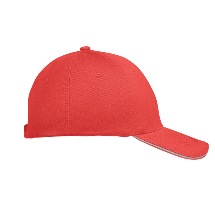 6 panel baseball cap, красно-белый-4
