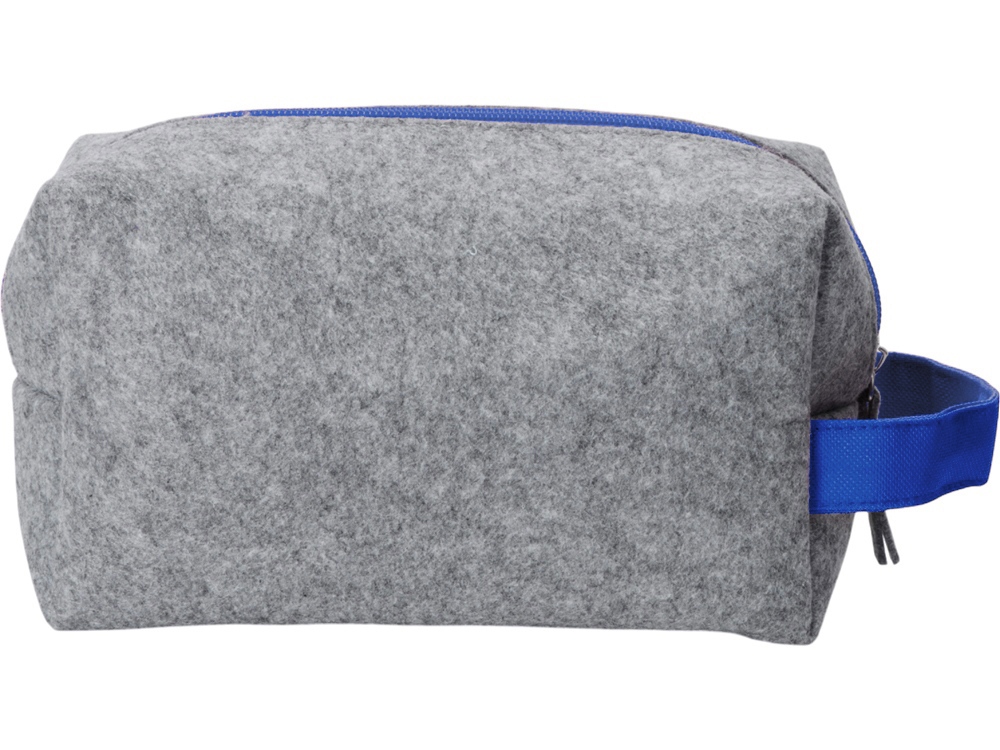 Органайзер для электроники и проводов Felt из RPET-фетра с ручкой, серый с синим-4