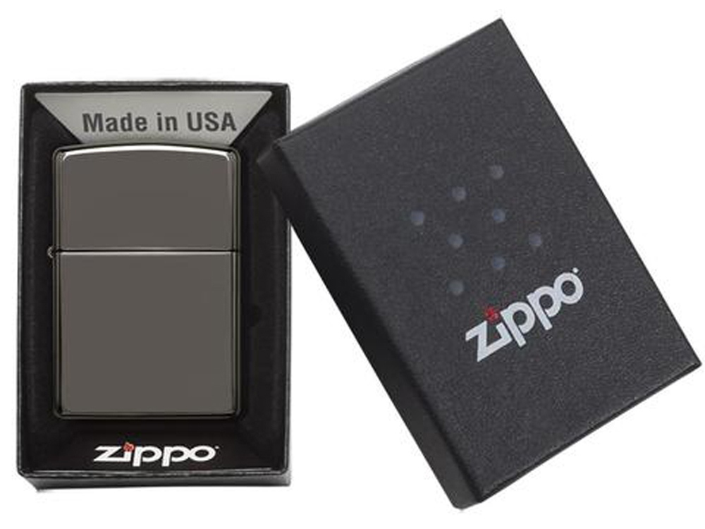 Зажигалка ZIPPO Classic с покрытием Black Ice, латунь/сталь, чёрная, глянцевая, 38x13x57 мм-5