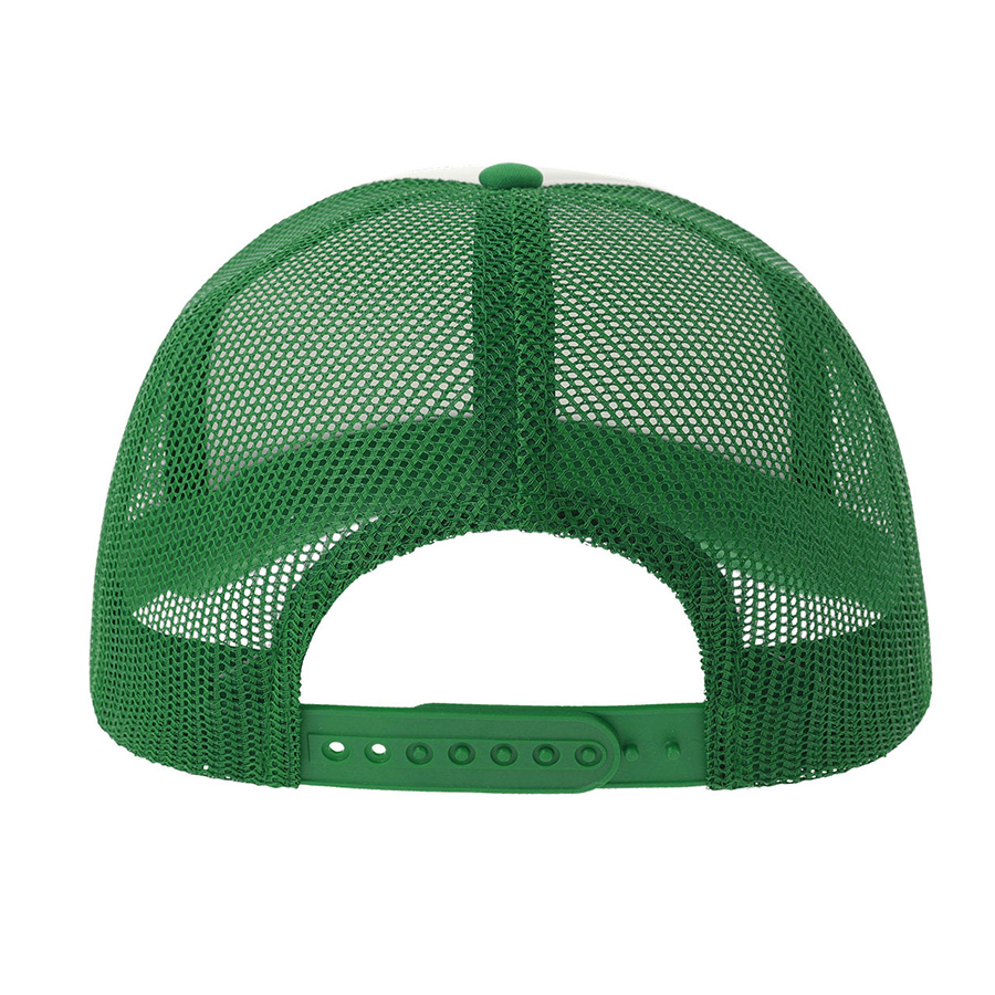 Бейсболка RAPPER-S, 5 клиньев, пластиковая застёжка, белый, зеленый-7