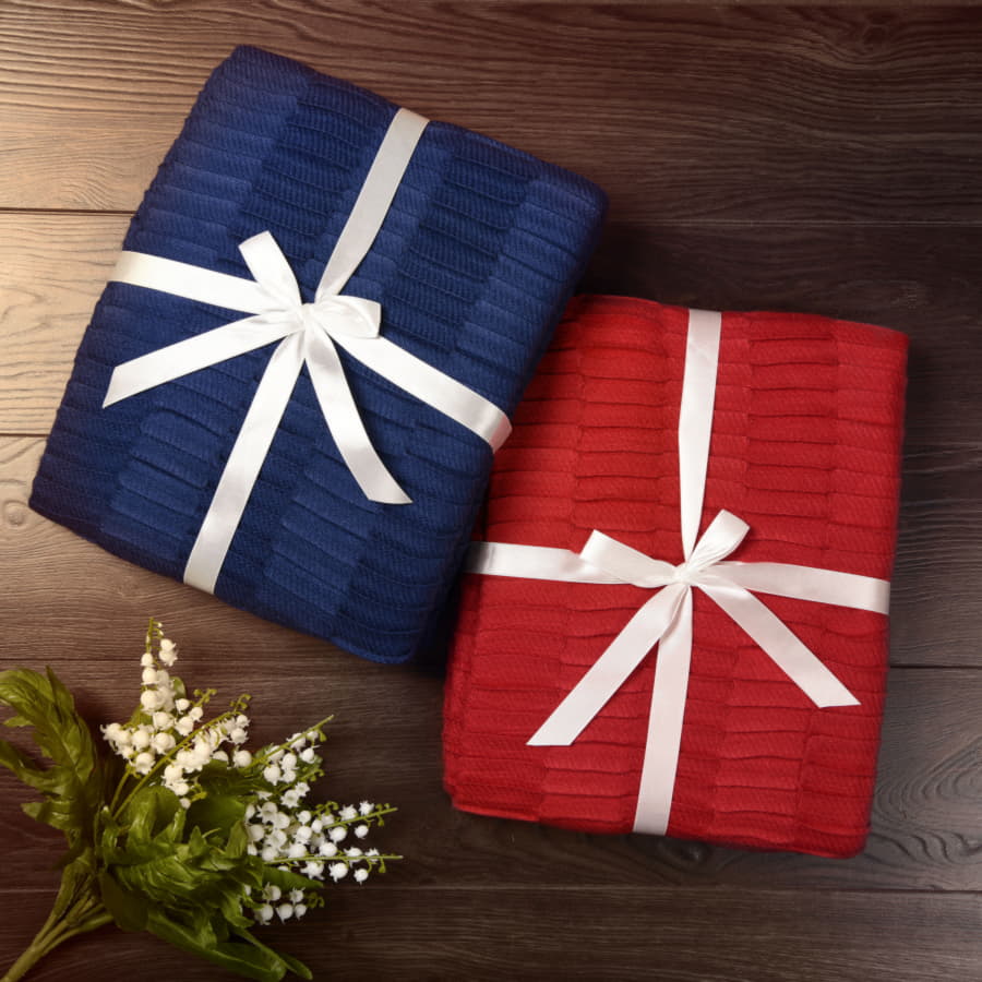 Плед WAVE, 130х150 см, акрил 180гр/м2, синий-1