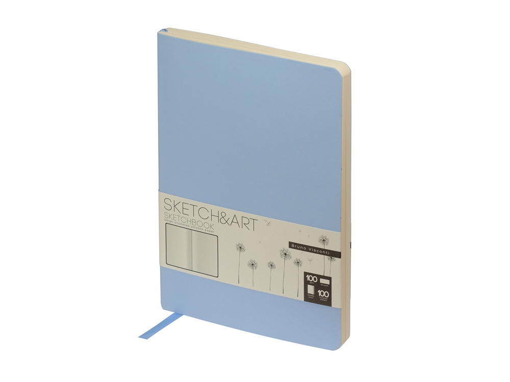 Скетчбук Sketch & Art в мягком переплете 140х210 мм, 100 л. бежевой бумаги 100 гр., голубой-0