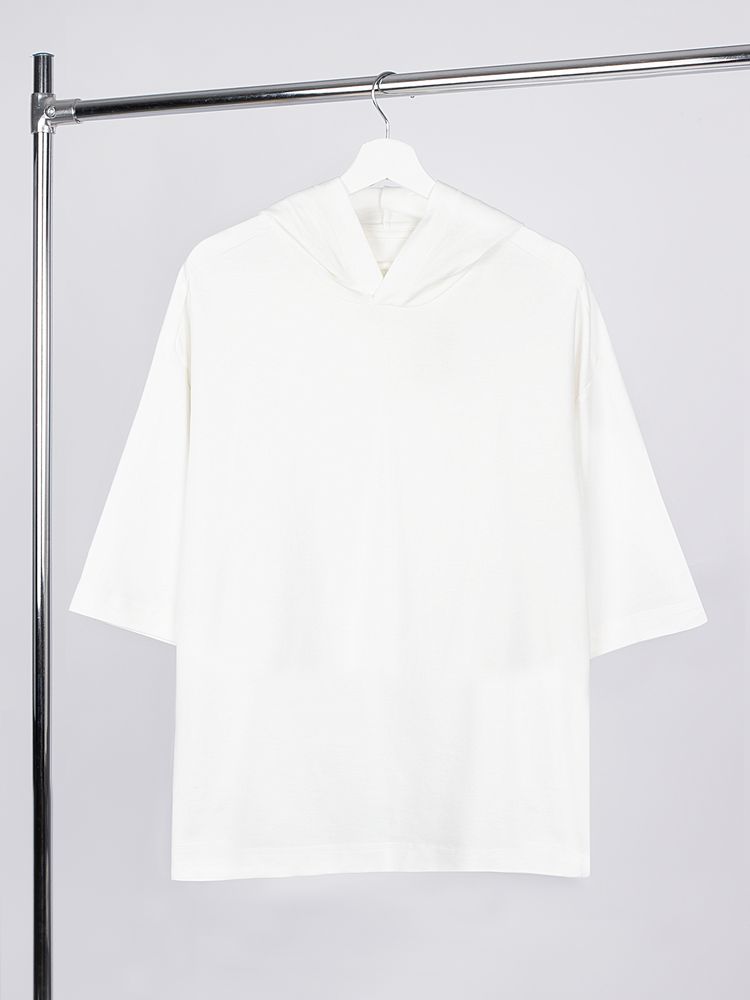 Футболка оверсайз унисекс с капюшоном Neofit, молочно-белая-2
