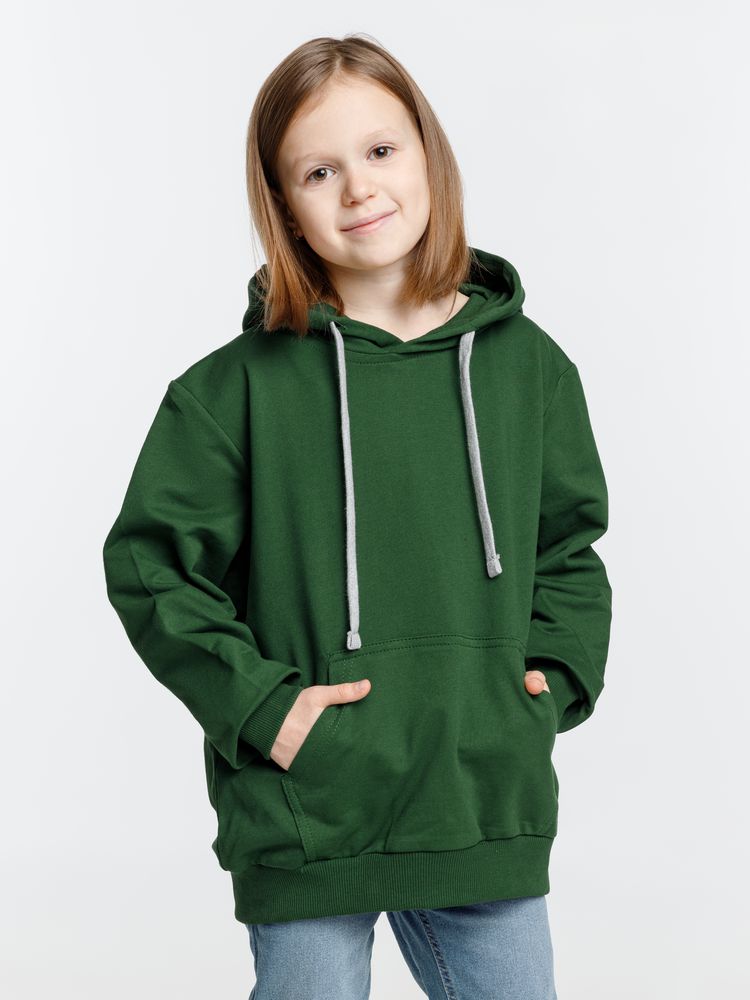 Толстовка с капюшоном детская Kirenga Kids, темно-зеленая-3