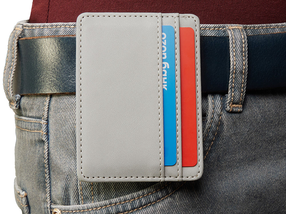 Картхолдер для двух карт и наличных денег с зажимом Crave, светло-серый-6