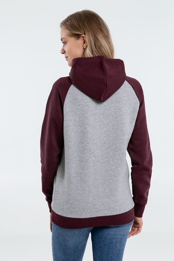 Толстовка унисекс Seattle, серый меланж с бордовым-6