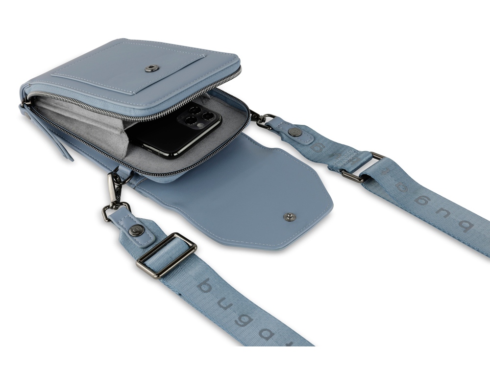 Сумка наплечная BUGATTI Almata, голубая, полиуретан, 11х4х19 см-8