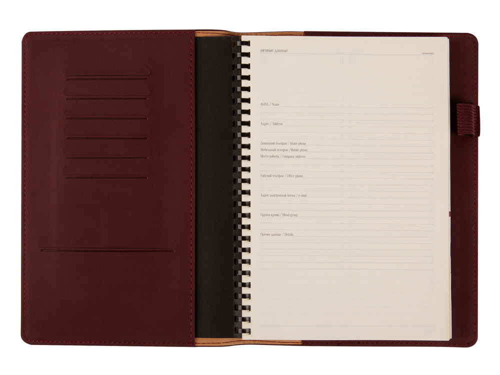 Еженедельник недатированный А5 Concept, бордовый-3