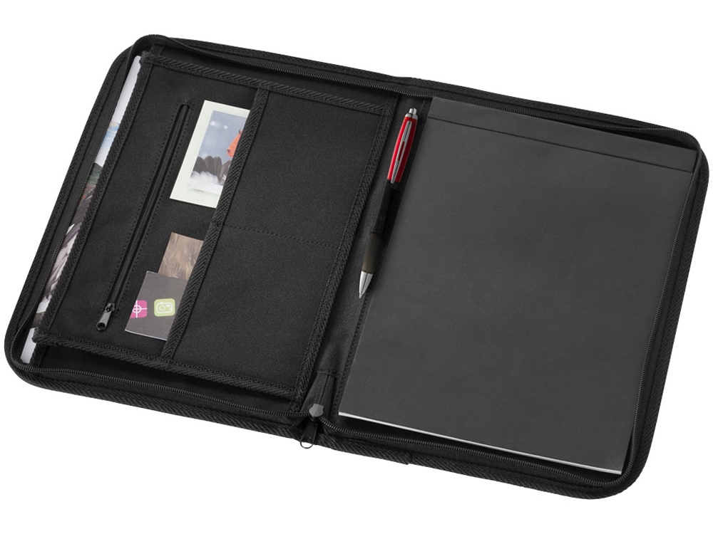 Папка А4 Berkeley на молнии с блокнотом, черный-1