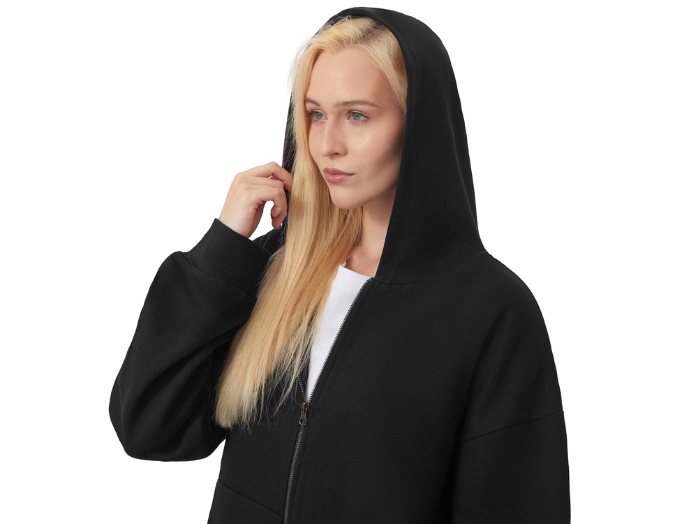 Толстовка оверсайз с капюшоном на молнии Monaco, черный-7