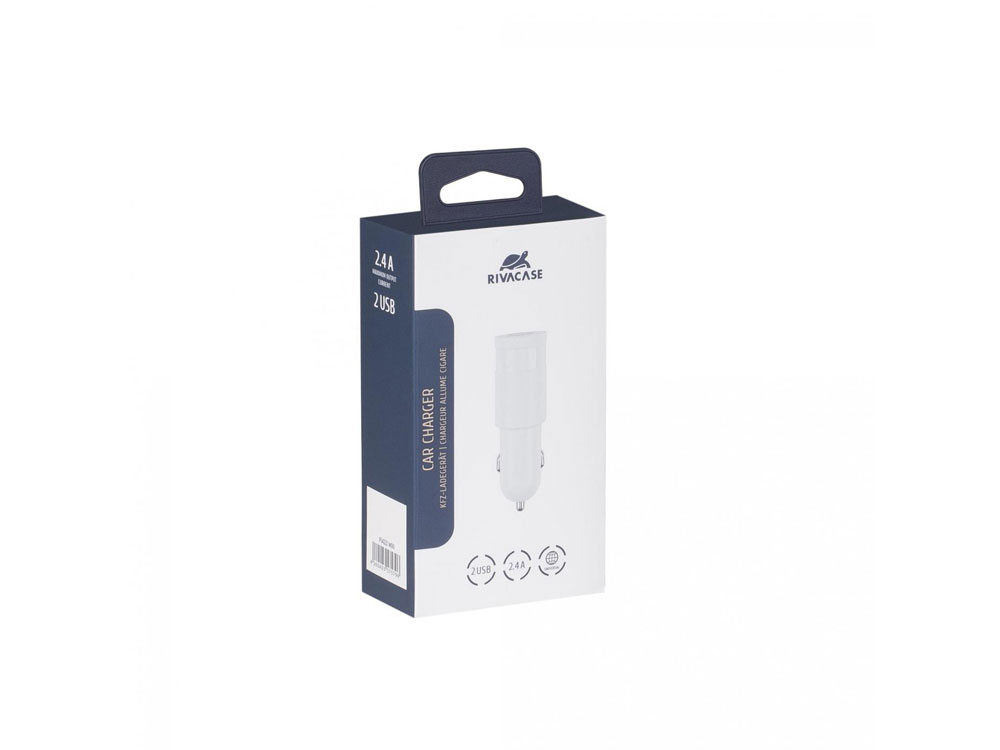 PS4222 W00 автомобильное ЗУ 2,4A / 2USB, без кабеля, белый-1