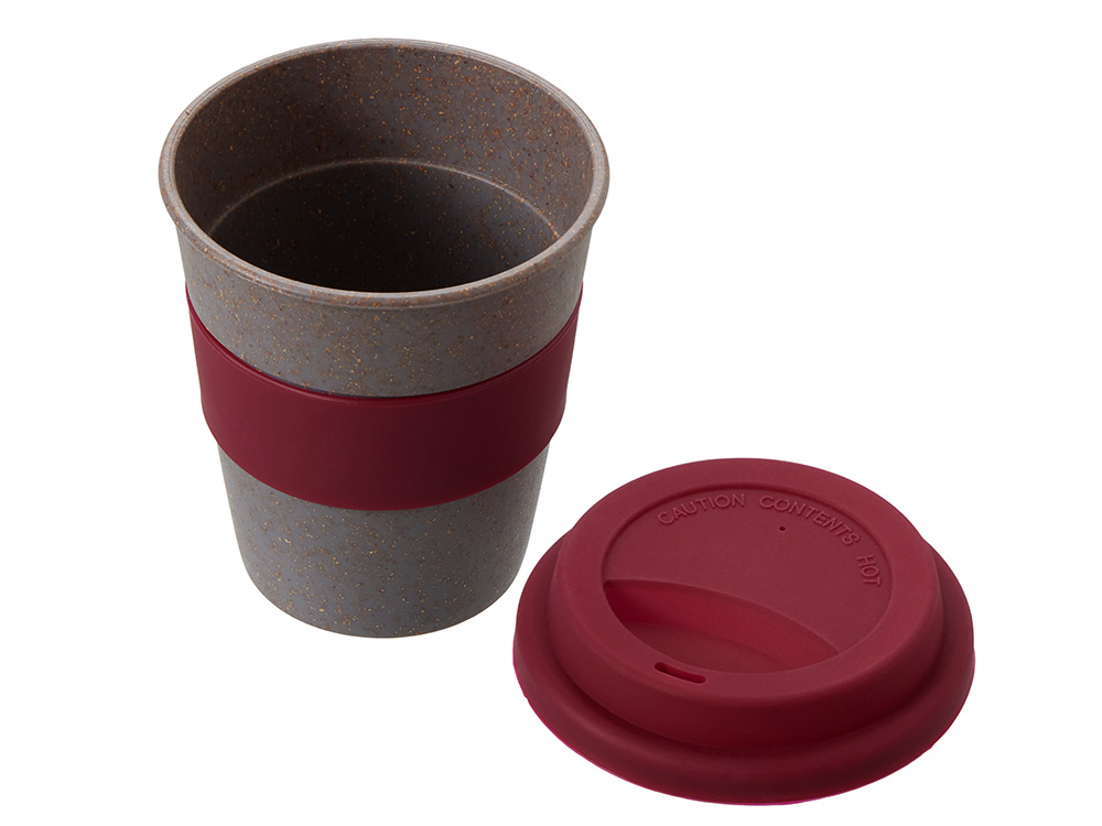 Стакан с силиконовой крышкой Cafe, burgundy-1