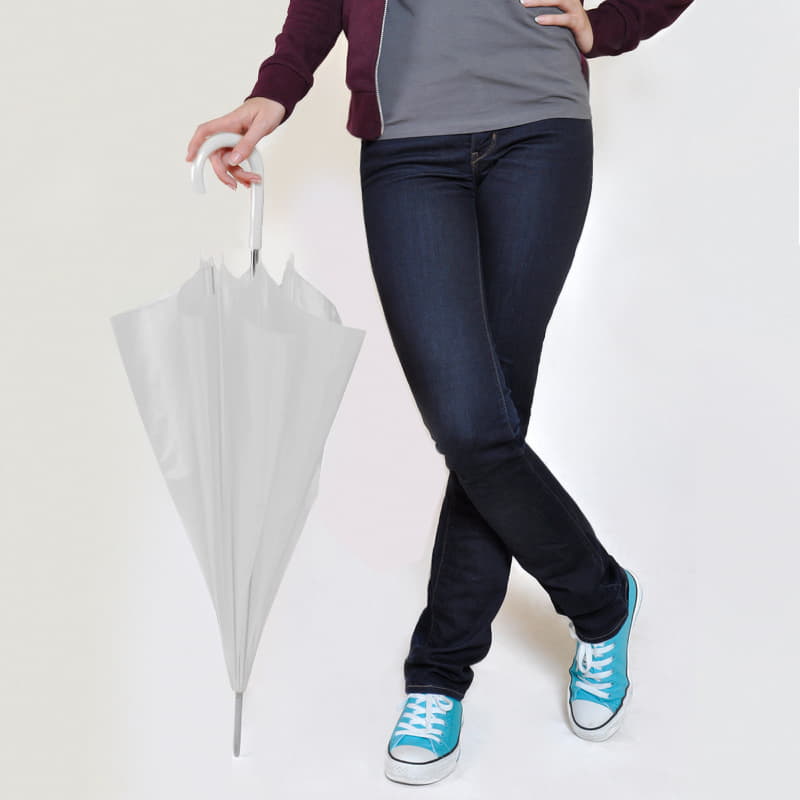 Зонт-трость с пластиковой ручкой, механический; белый; D=103 см; 100% полиэстер 190T, белый-1