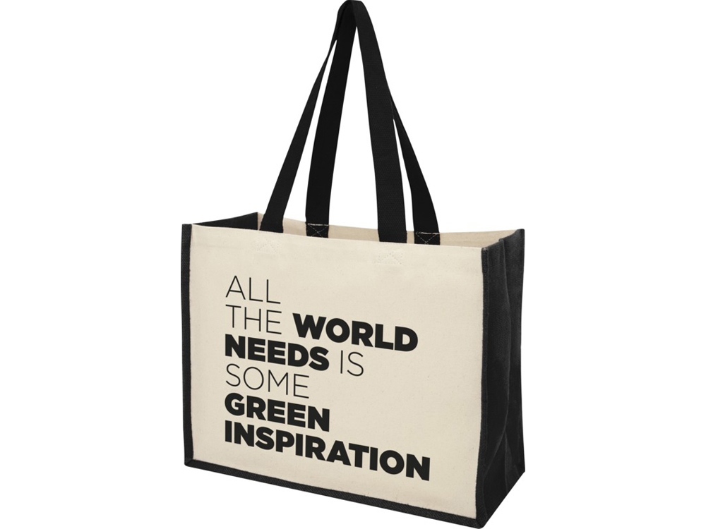 Сумка-тоут Varai для покупок из холщового хлопка и джута (плотность 320 г/м2), черный-3