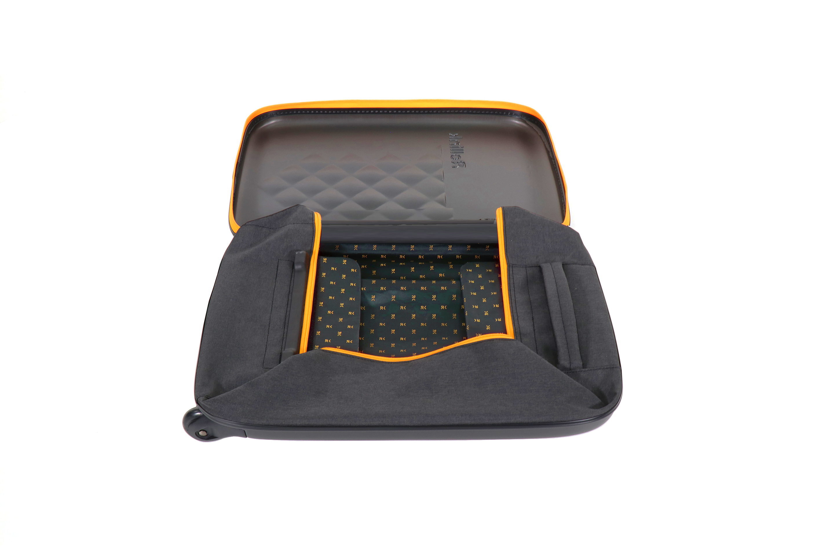 Чемодан складной Rollink Earth 55x40x20 см, 2 колеса, черный/оранжевый-11