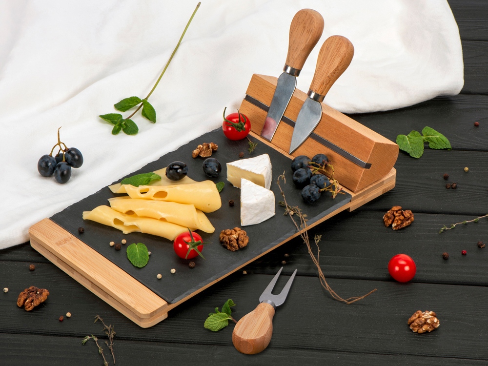 Набор для сыра из сланцевой доски и ножей Bamboo collection Taleggio-2