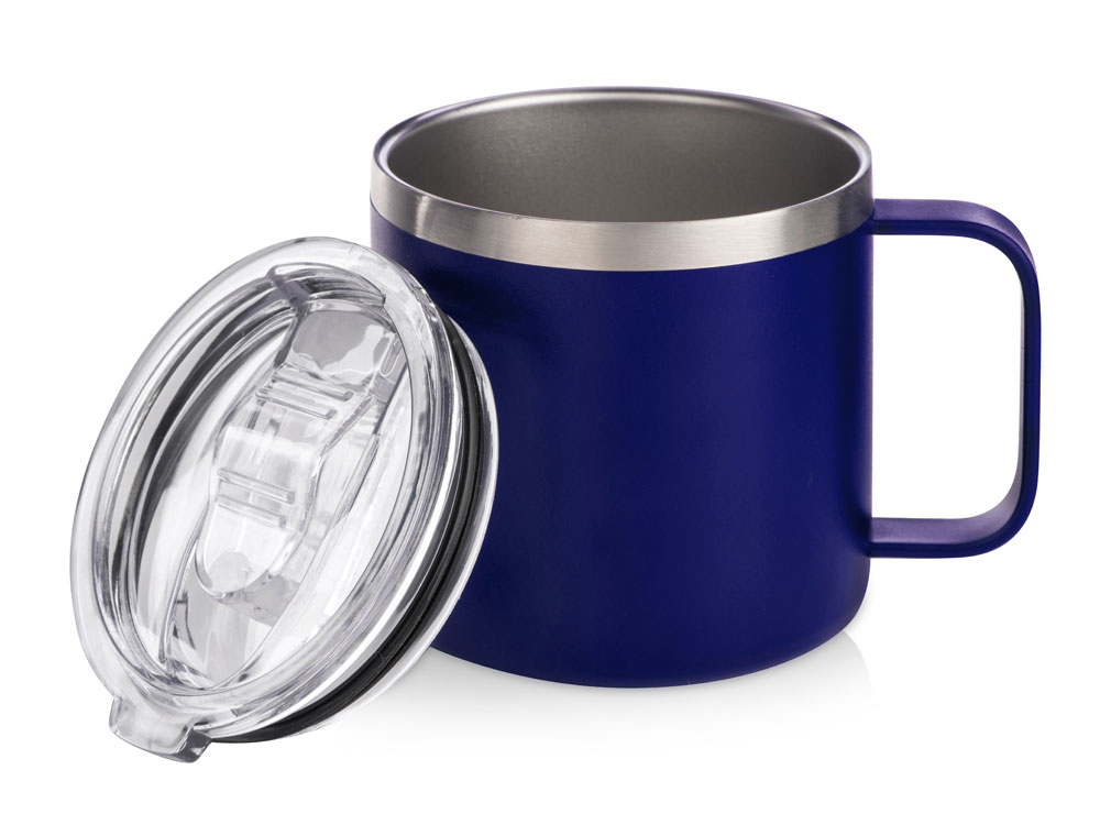 Кружка стальная Alaska с крышкой слайдером, powder coating, синий-1