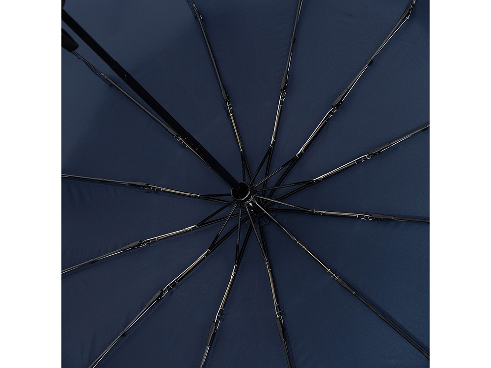 Зонт складной мужской TORBER, автомат, 3 сложения, синий, каркас сталь/файбергласс, эпонж, пластиковая ручка, диаметр 103 см-3