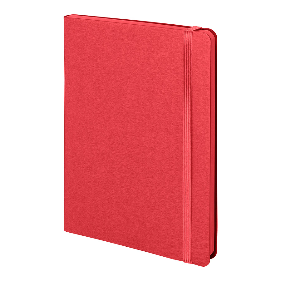 Бизнес-блокнот "RILY", формат А5,  красный, блок в точку, ярко-красный-0
