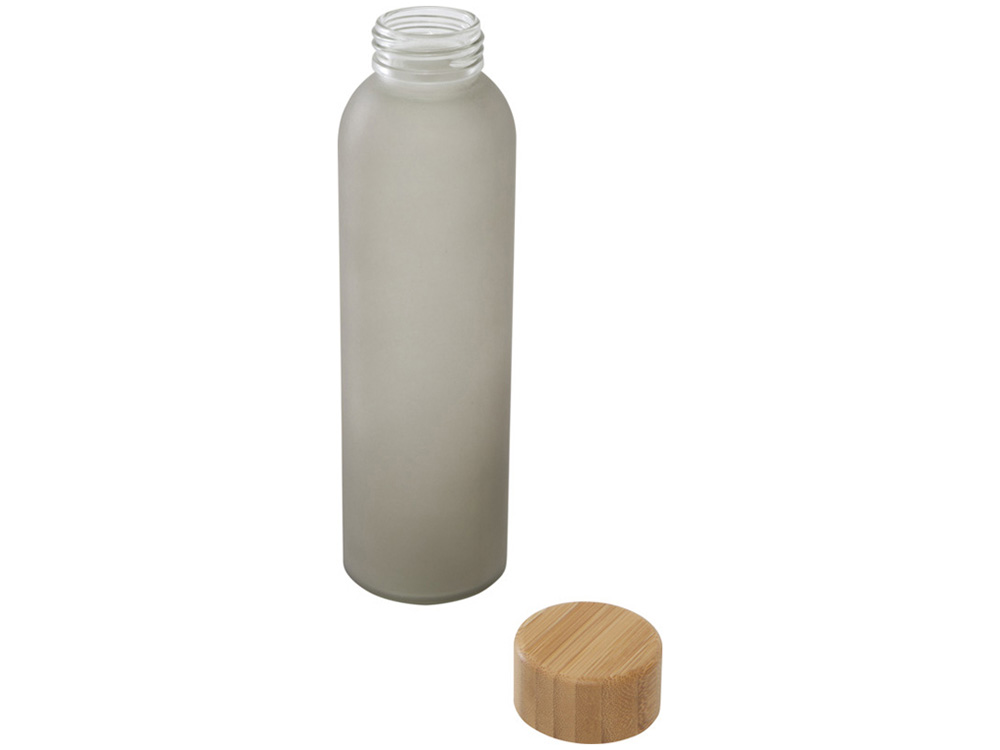 Lume бутылка из матового содово-известкового стекла объемом 500 мл с бамбуковой крышкой - Серый-2
