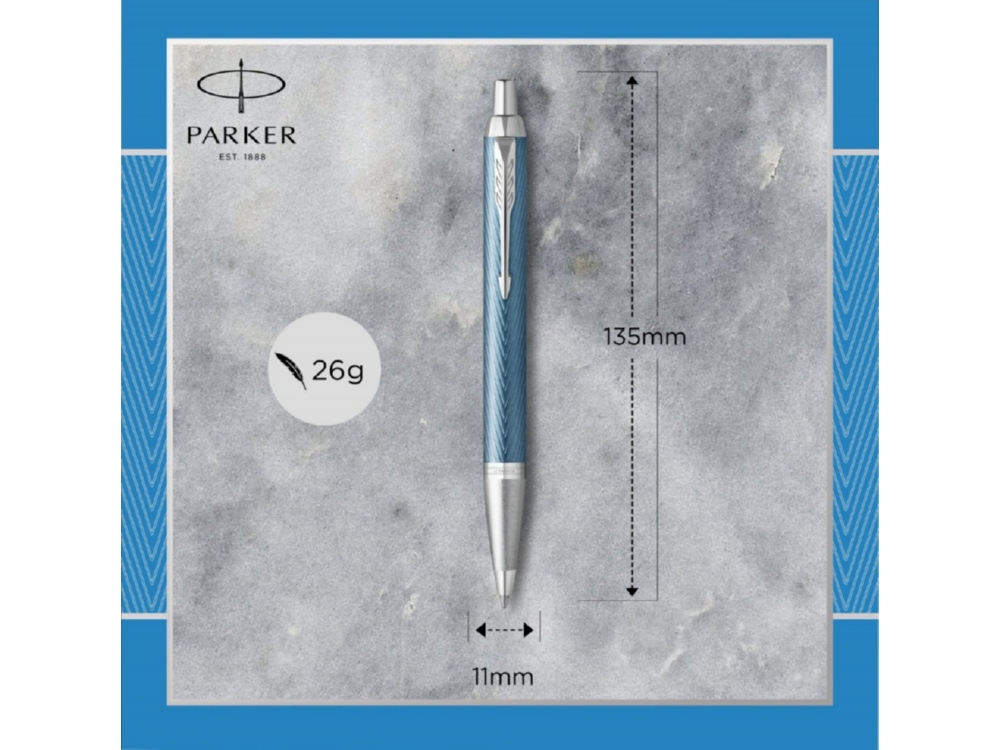 Шариковая ручка Parker IM Premium K318  Blue Grey CT, стержень: M, цвет чернил: blue, в подарочной упаковке.-7