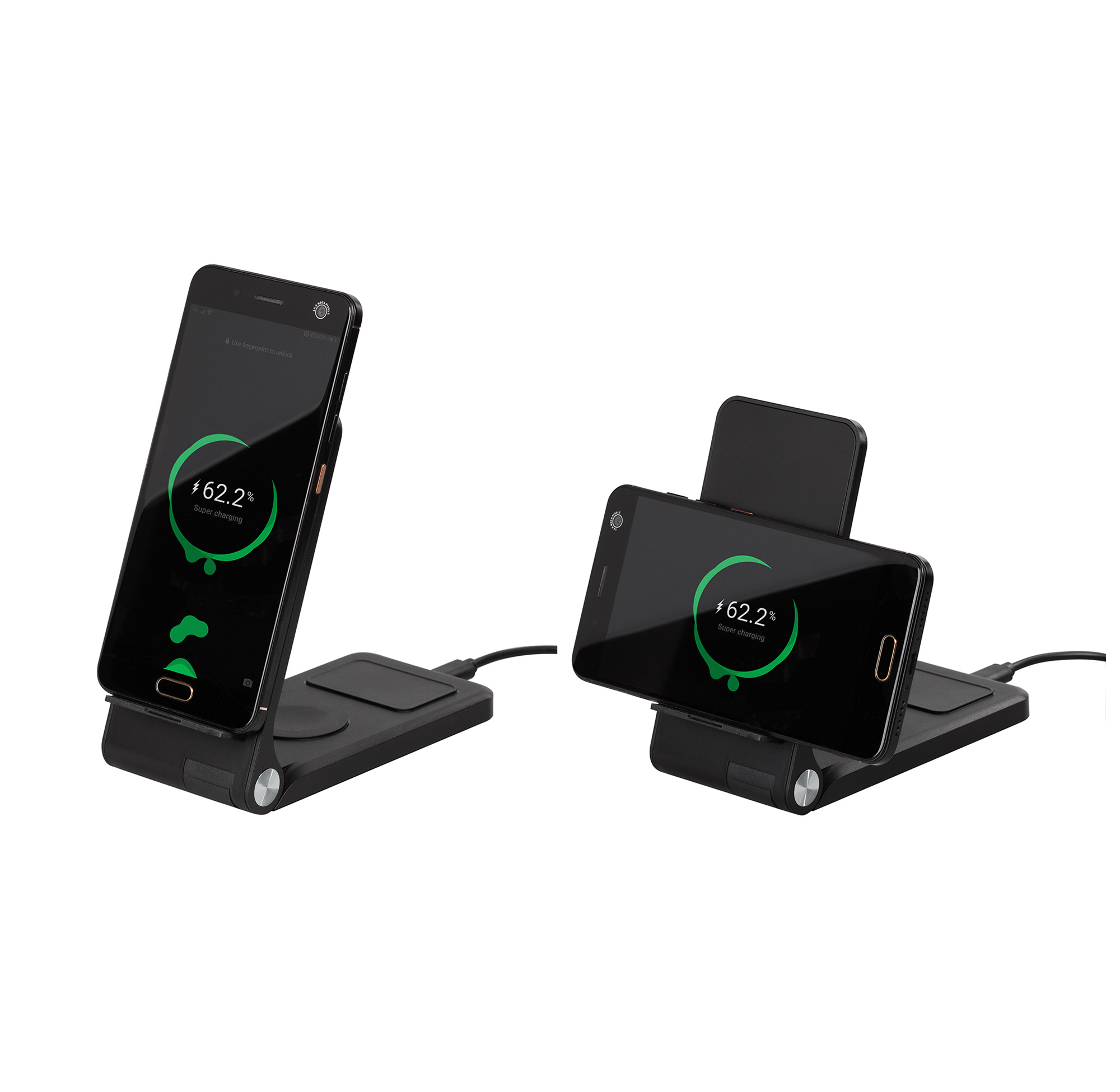 Складная беспроводная (15W) зарядная станция "Clap" с подсветкой логотипа и подставкой для смартфона-4