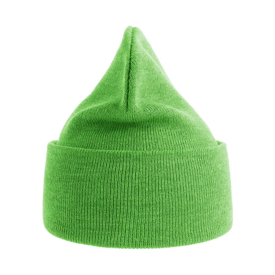 Шапка вязаная PURE  с отворотом из пряжи Polylana, ярко-зелёный-2