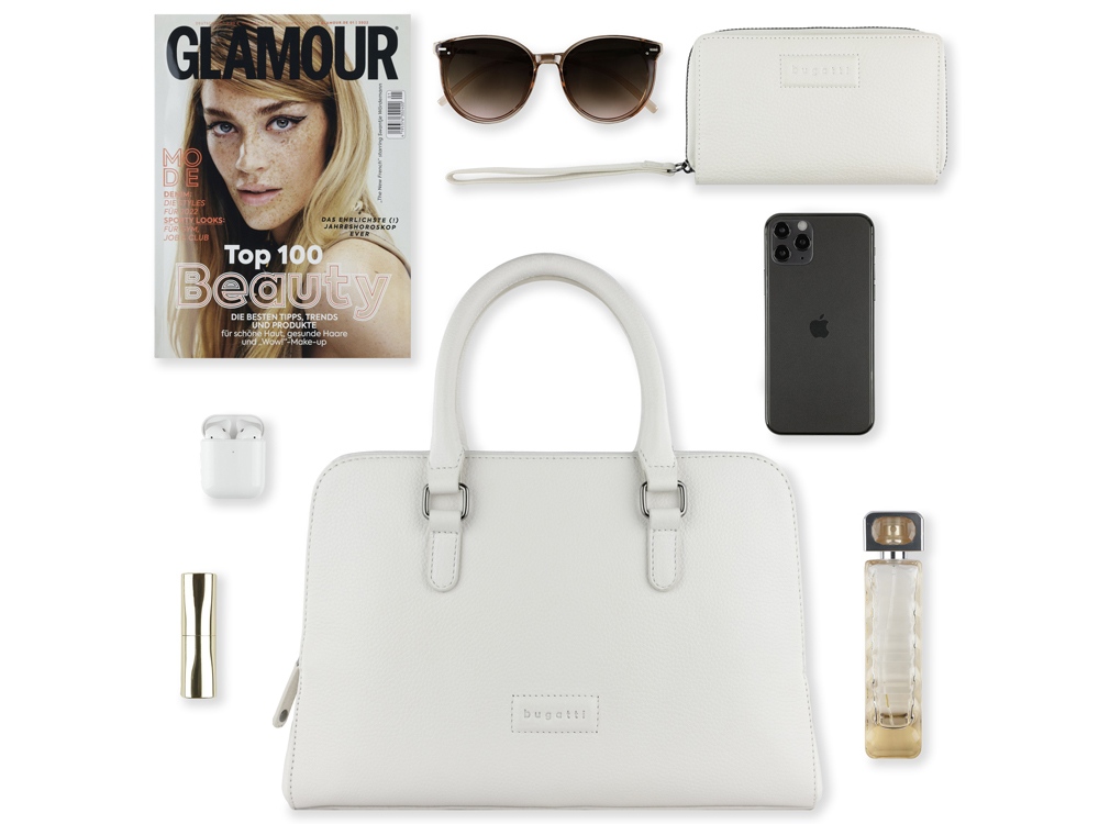 Сумка женская BUGATTI Elsa, белая, воловья кожа/полиэстер, 32х13х22 см-10