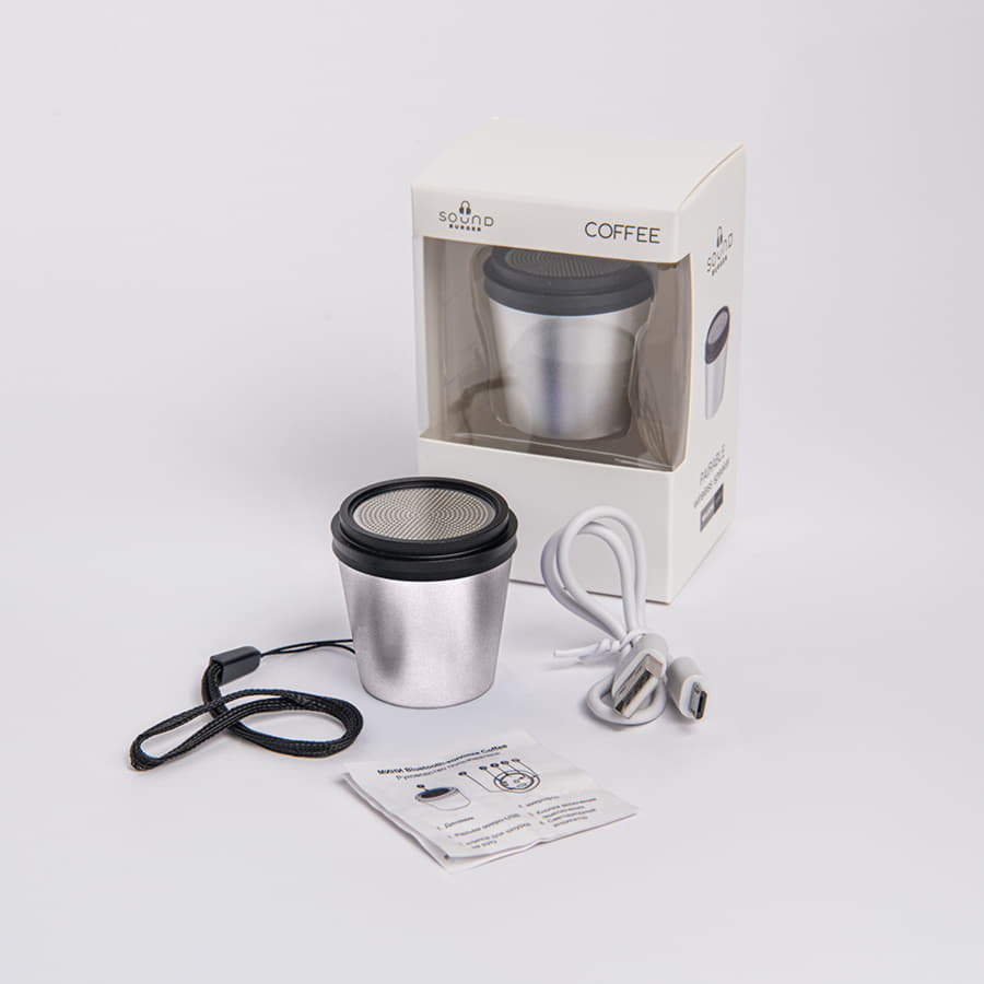 Портативная mini Bluetooth-колонка Sound Burger "Coffee" серебристый, серебряный-4