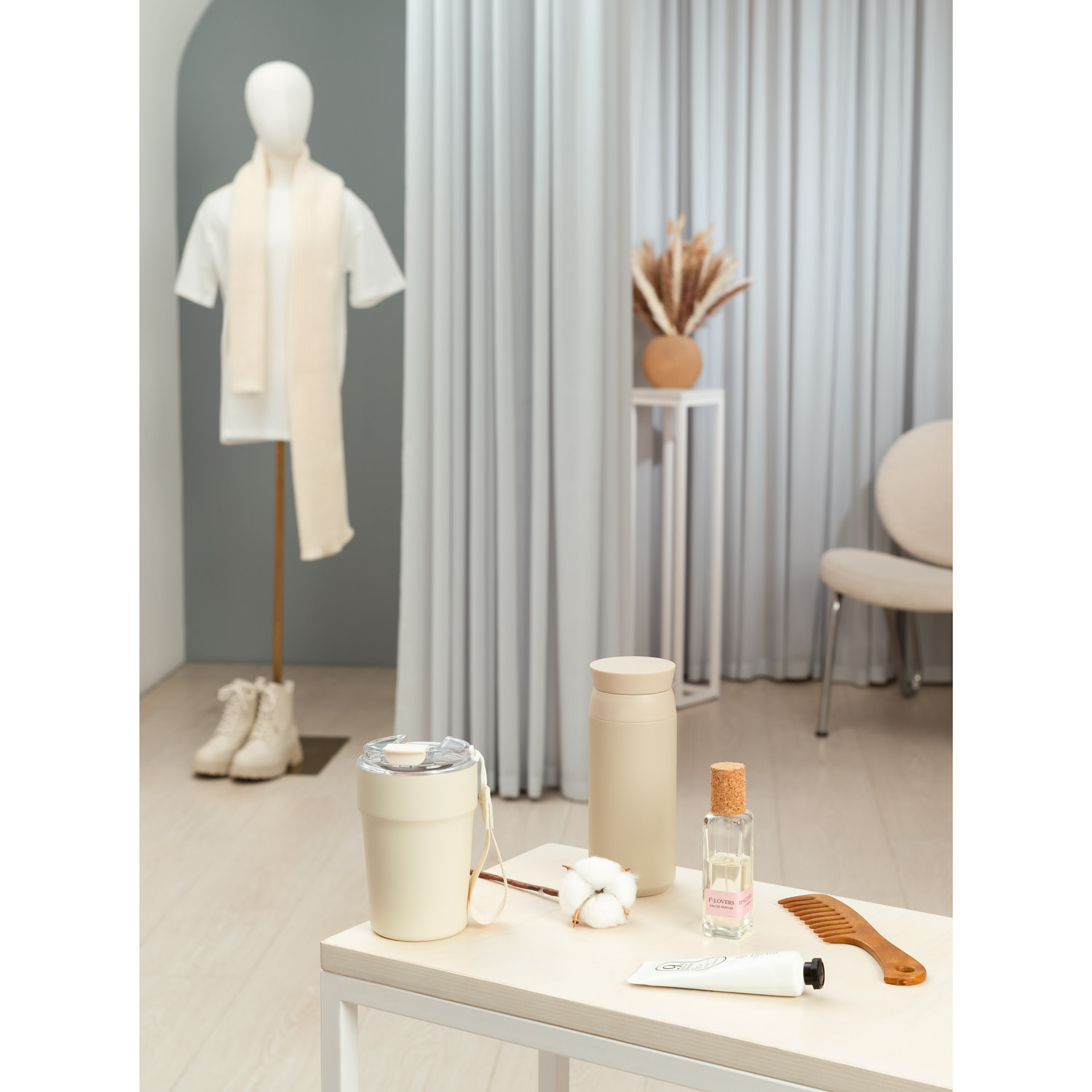 Термокружка вакуумная Монако (Monaco), бежевый-14