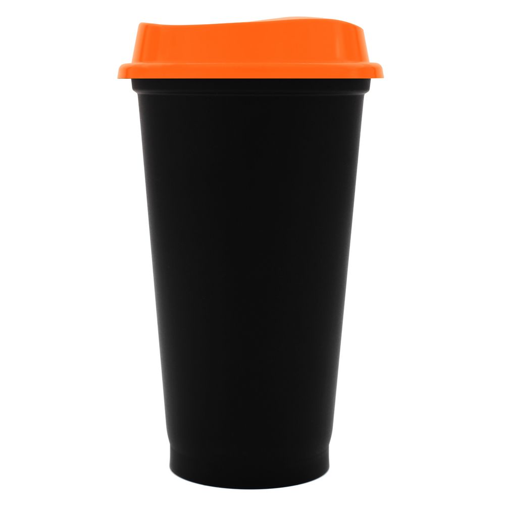 Стакан с крышкой Color Cap Black, черный с оранжевым-0