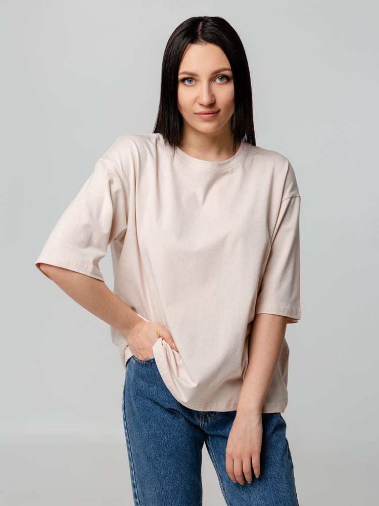 Футболка унисекс оверсайз Street Vibes, бежевая-4