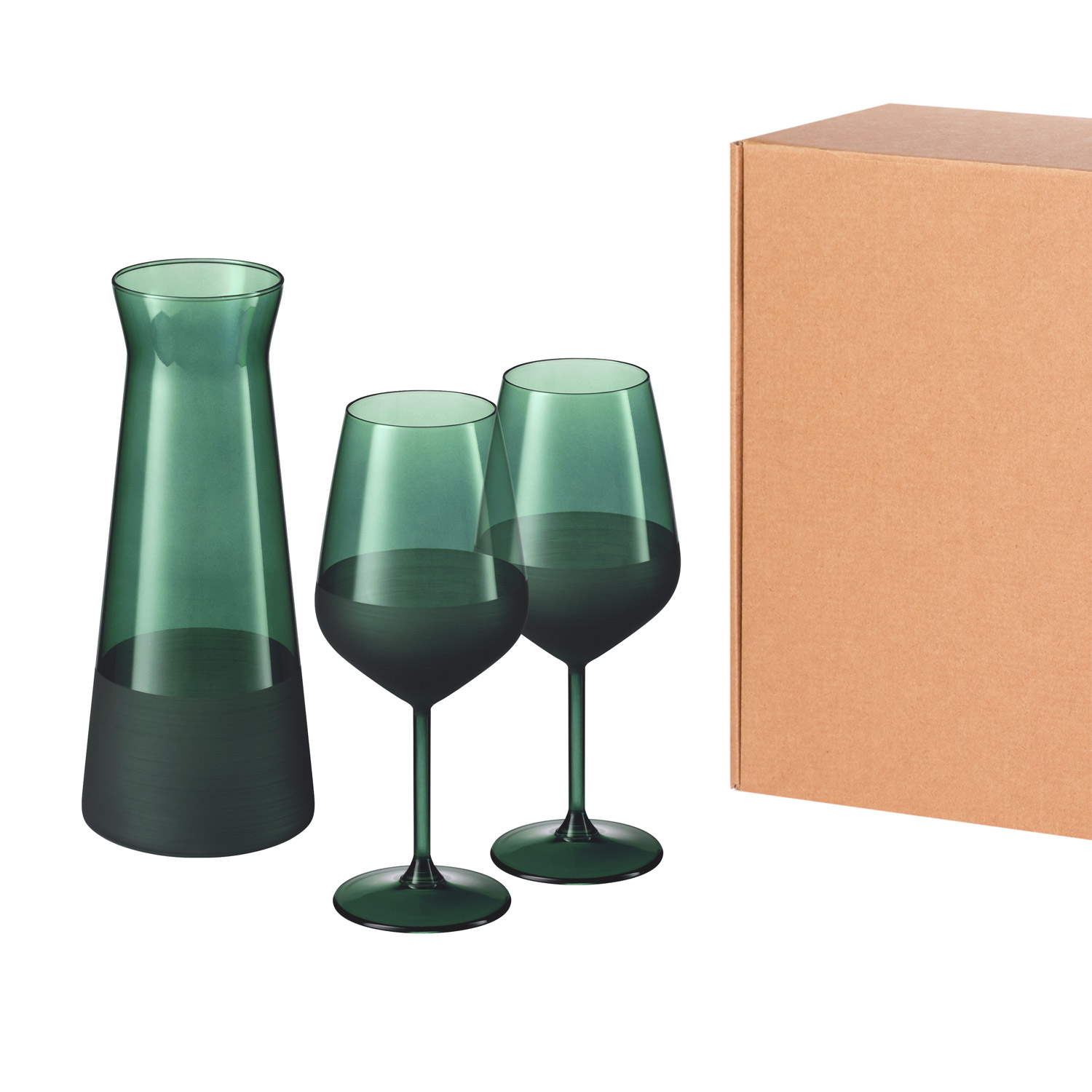 Подарочный набор декантер + 2 бокала для вина Эмеральд (Emerald), зеленый-0